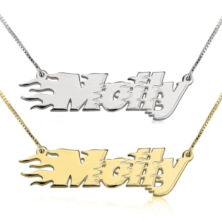 Fire Line Name Necklace