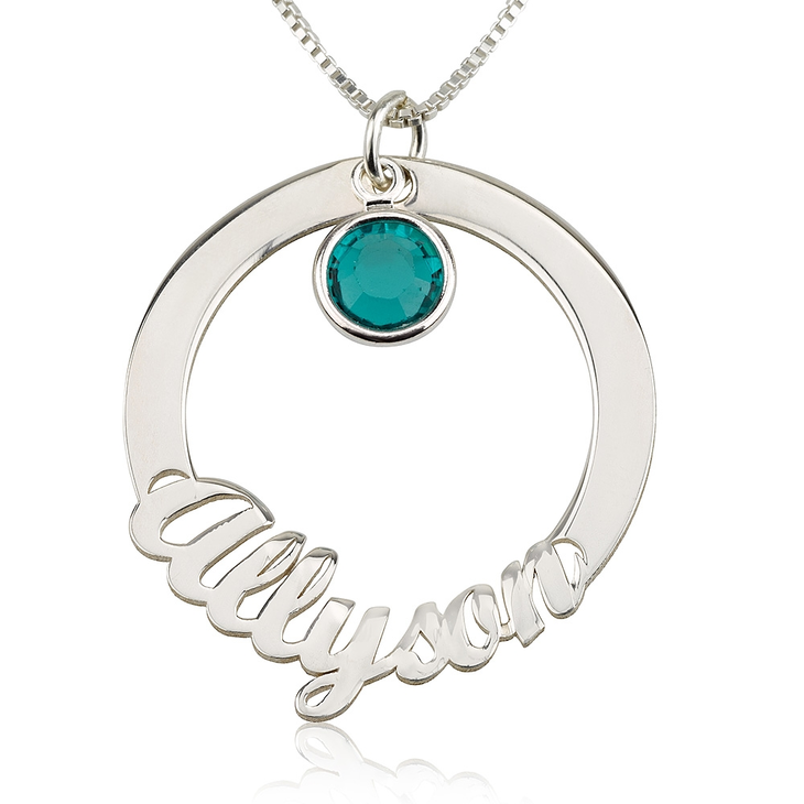 Circle Name Necklace with Swarovski