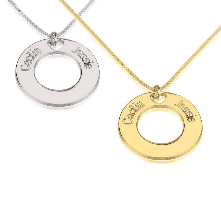 Two Names Circle Necklace