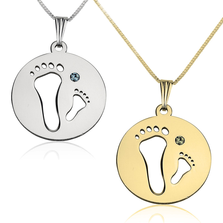 Footprint Necklace With Swarovski
