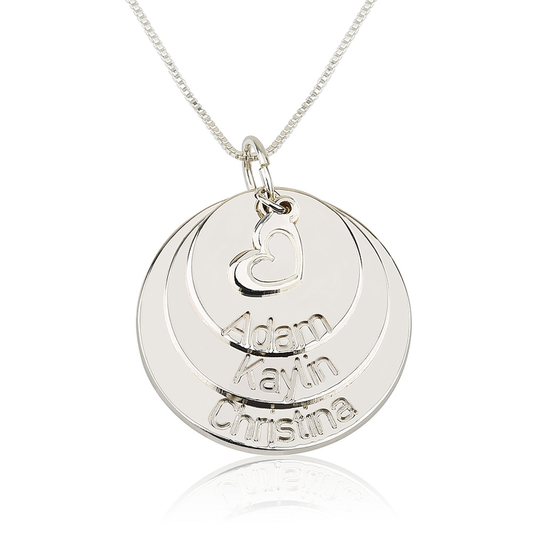 Mom Disc Necklace With Heart