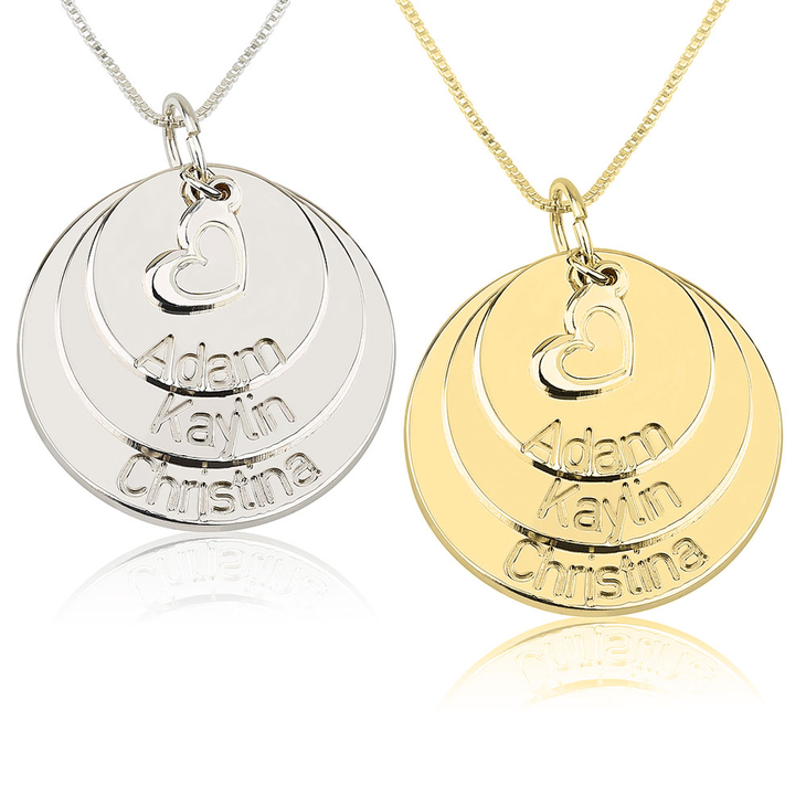 Mom Disc Necklace With Heart