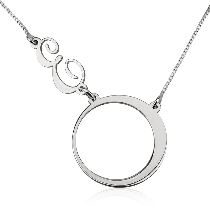 Circle Sideways Initial Necklace