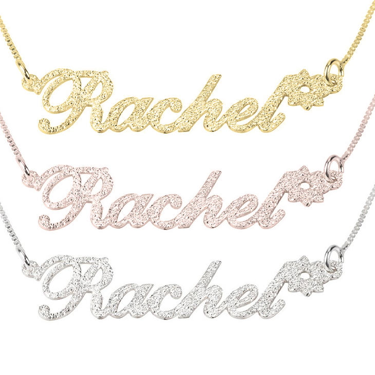 Sparkling Name Necklace with Flower