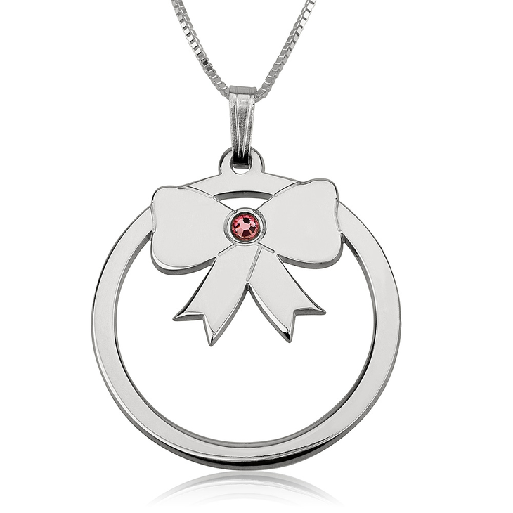 Birthstone Bow Necklace