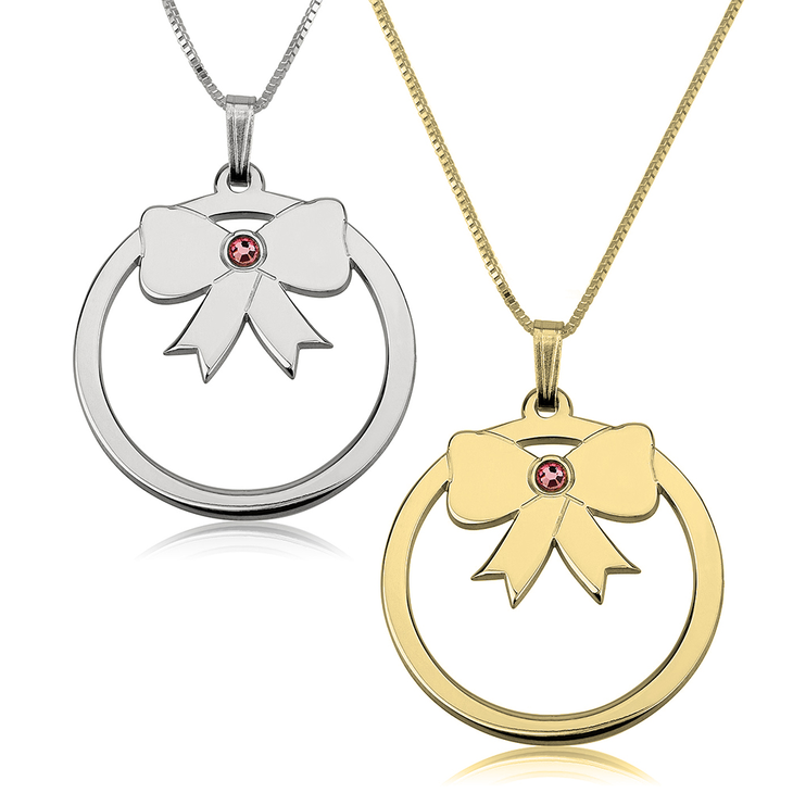 Birthstone Bow Necklace