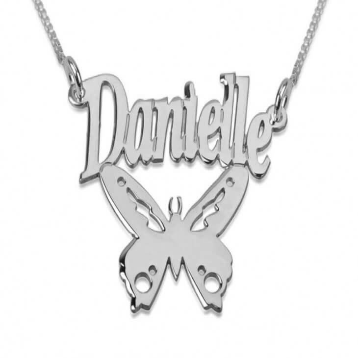 Name Necklace with Butterfly