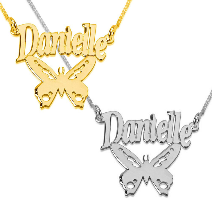 Name Necklace with Butterfly