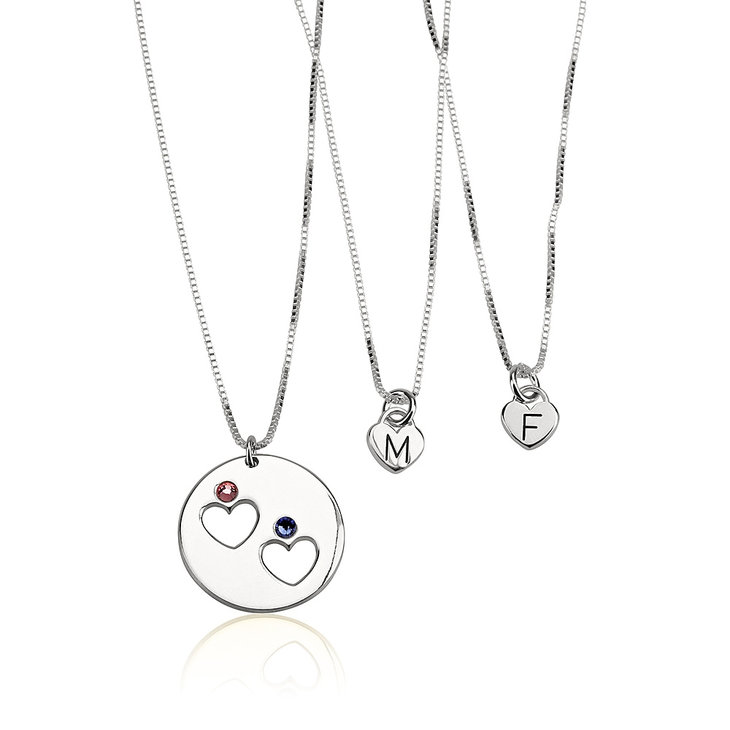 Birthstone Mother Daughter Necklace Set