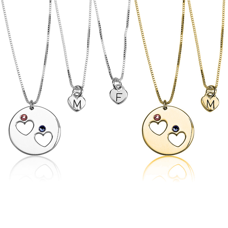 Birthstone Mother Daughter Necklace Set