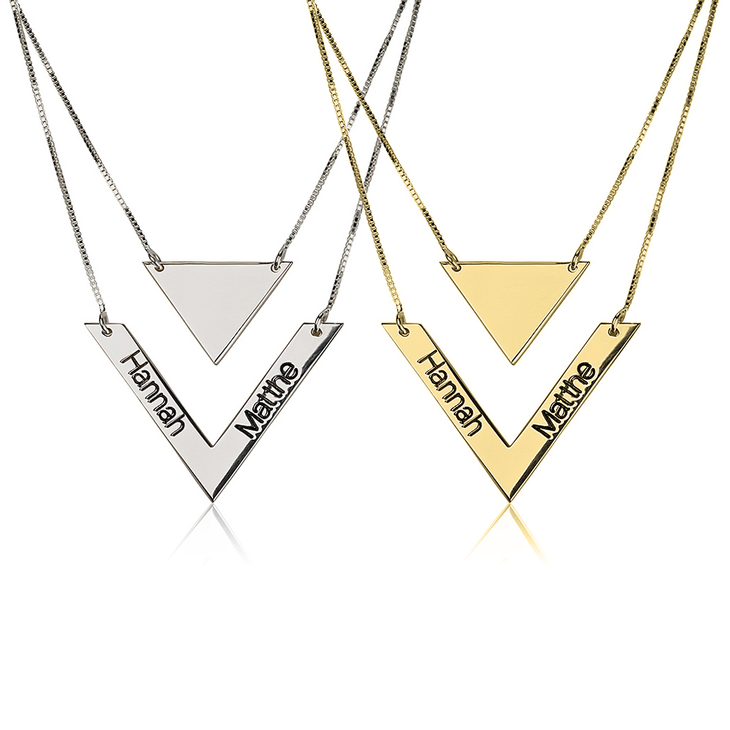 Chevron Necklace With Names