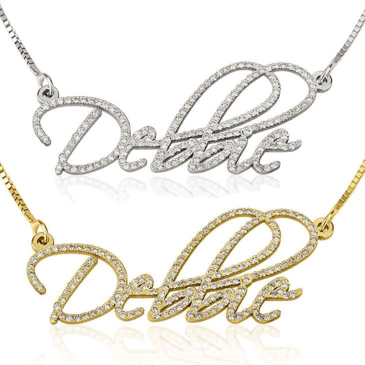 Name Necklace Gold with Diamond