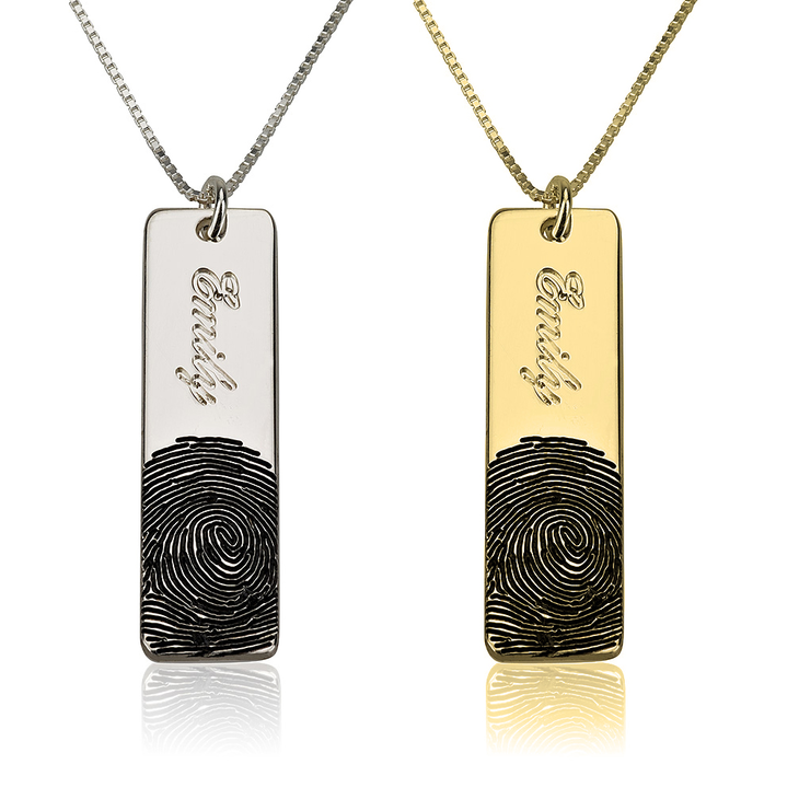 Fingerprint Name Bar Necklace