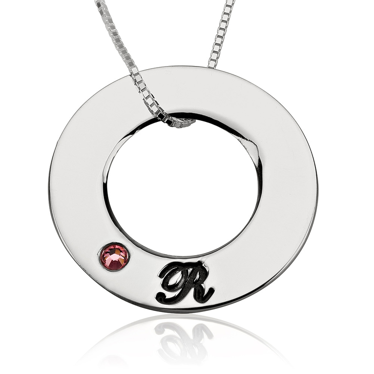 Family Initials Birthstone Necklace