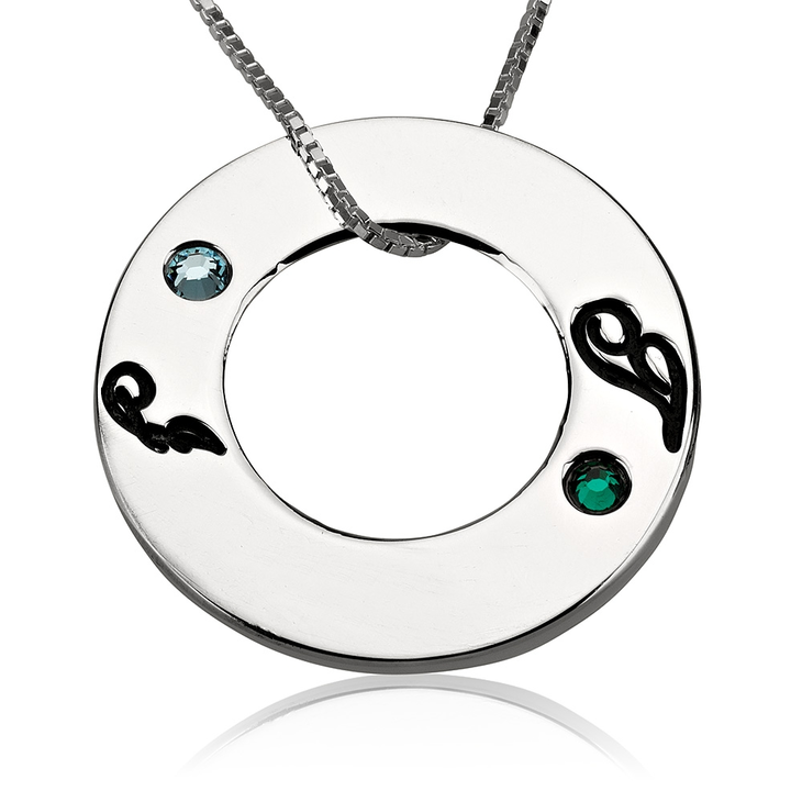 Family Initials Birthstone Necklace