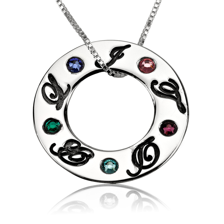 Family Initials Birthstone Necklace