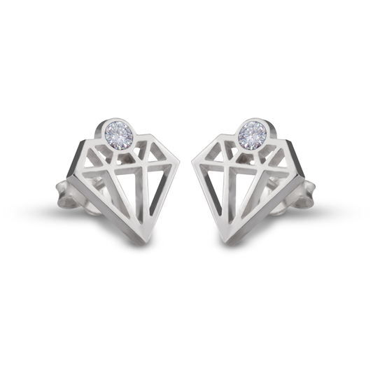 Diamond Shaped Earrings with Zirconia