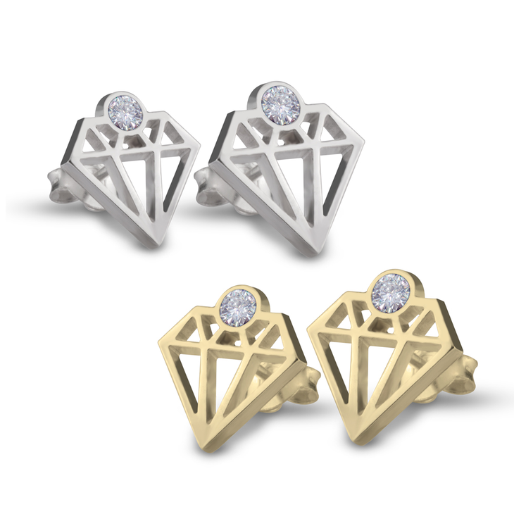 Diamond Shaped Earrings with Zirconia