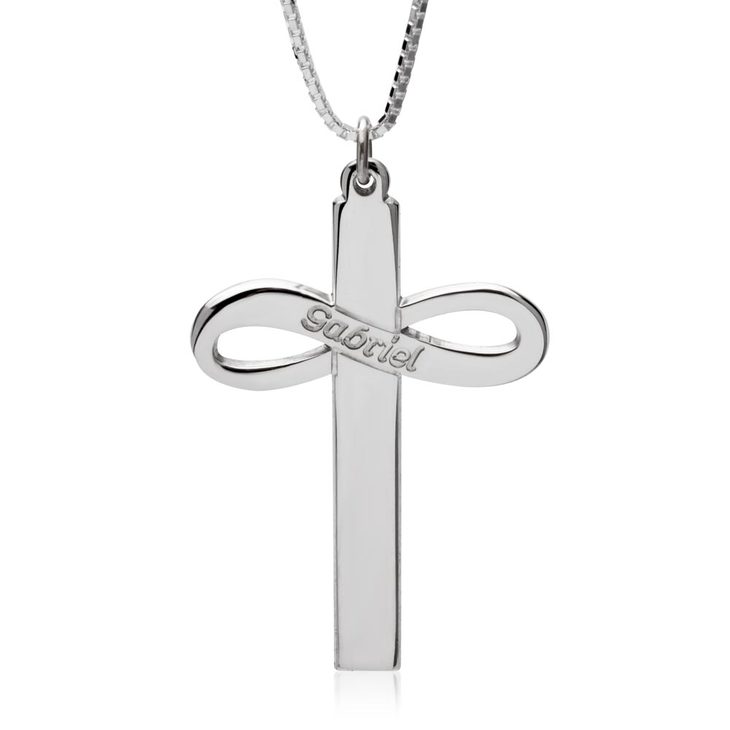 Infinity Cross Necklace With Name