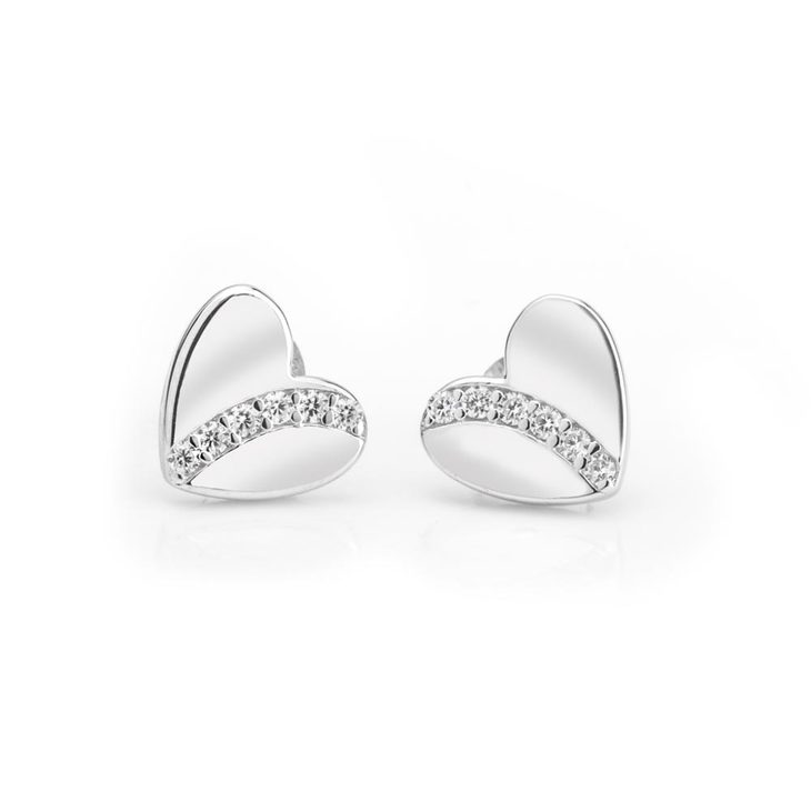 Cubic Zirconia Heart Stud Earrings