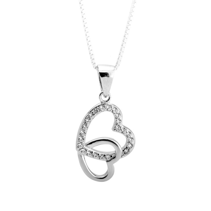 Cubic Zirconia Double Heart Necklace