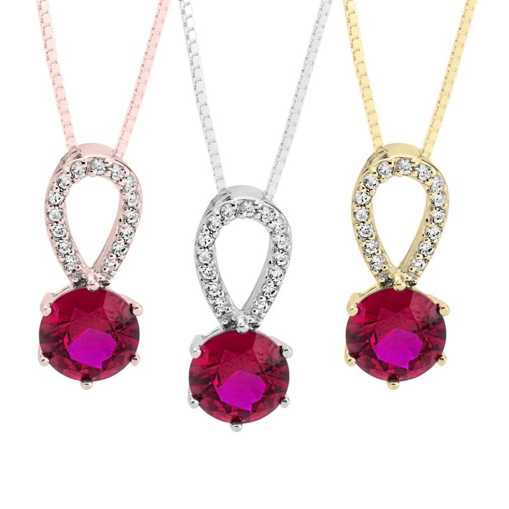 Garnet Crystal Necklace with Zirconia