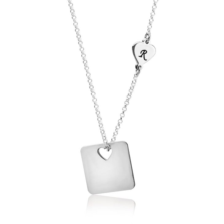 Cut Out Heart Necklace With Initial