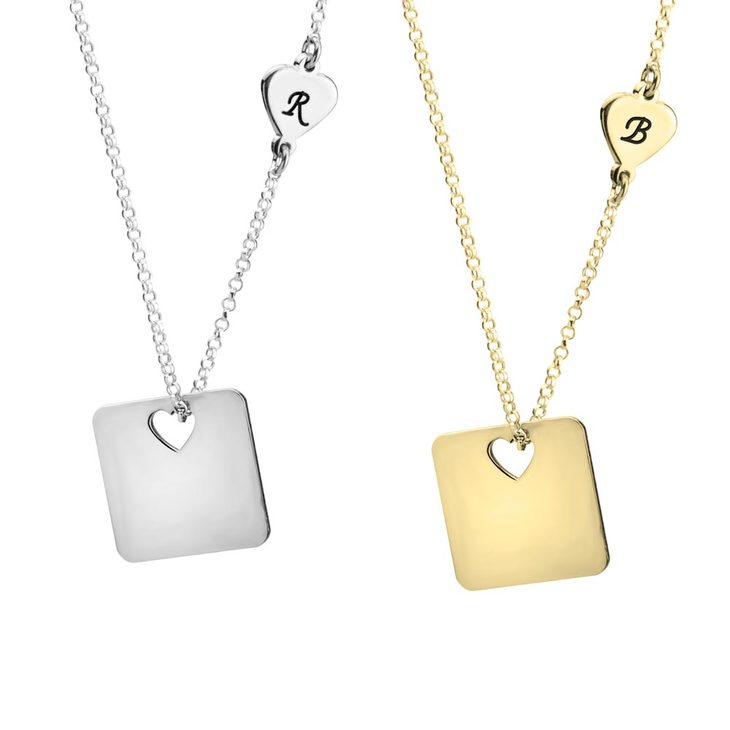 Cut Out Heart Necklace With Initial