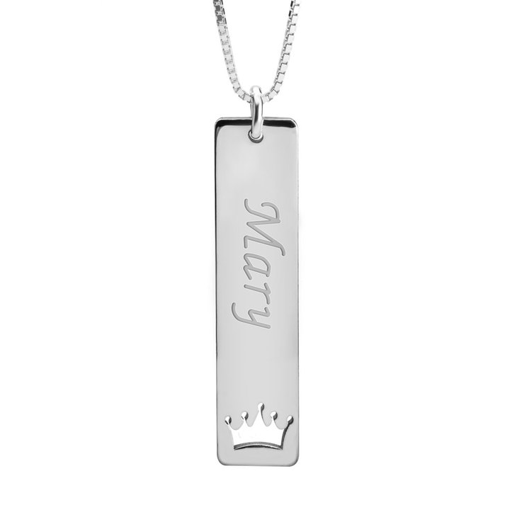 Vertical Name Bar Necklace With Symbol