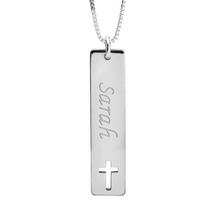 Vertical Name Bar Necklace With Symbol