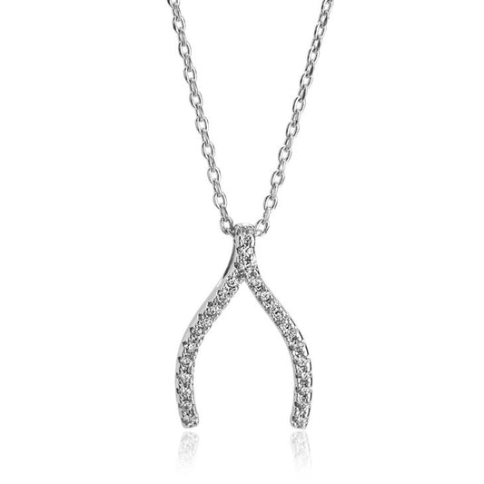 Wishbone Necklace with Zirconia