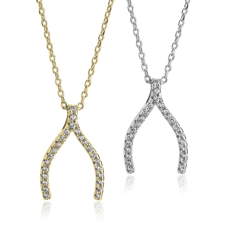 Wishbone Necklace with Zirconia