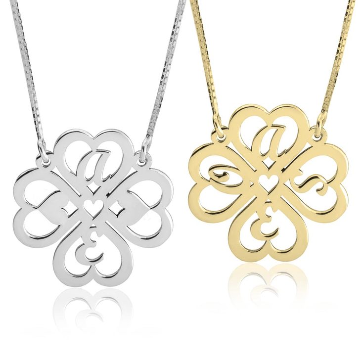 Personalized Four Leaf Clover Necklace