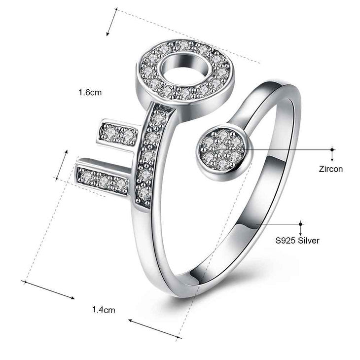 Open Ring With Key And Zirconia