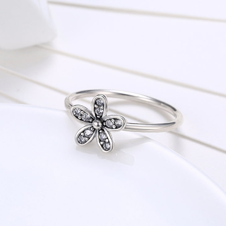 Flower Ring With Cubic Zirconia