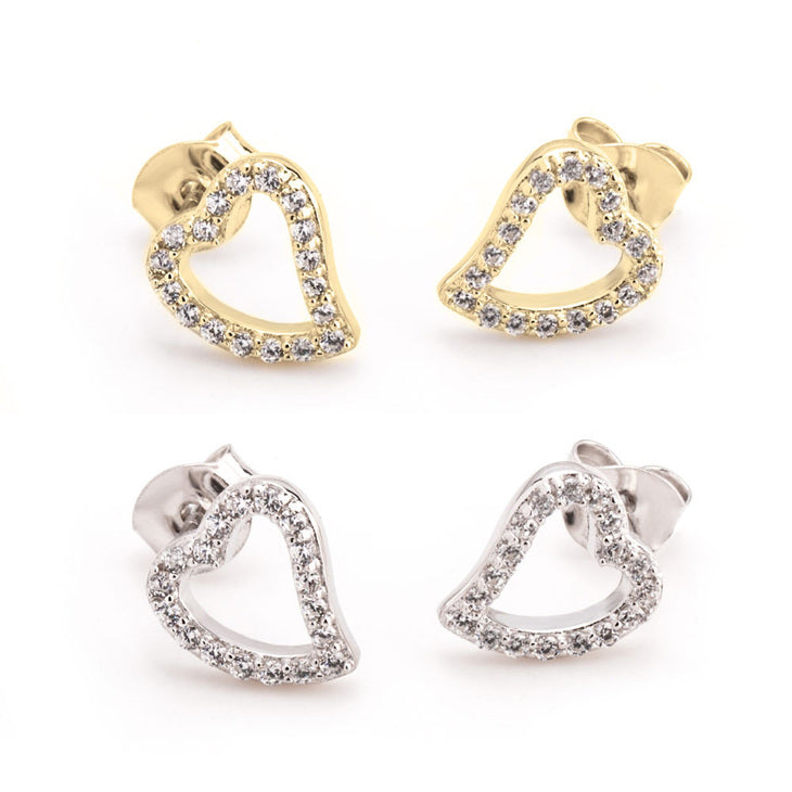 Open Heart Earrings With Cubic Zirconia