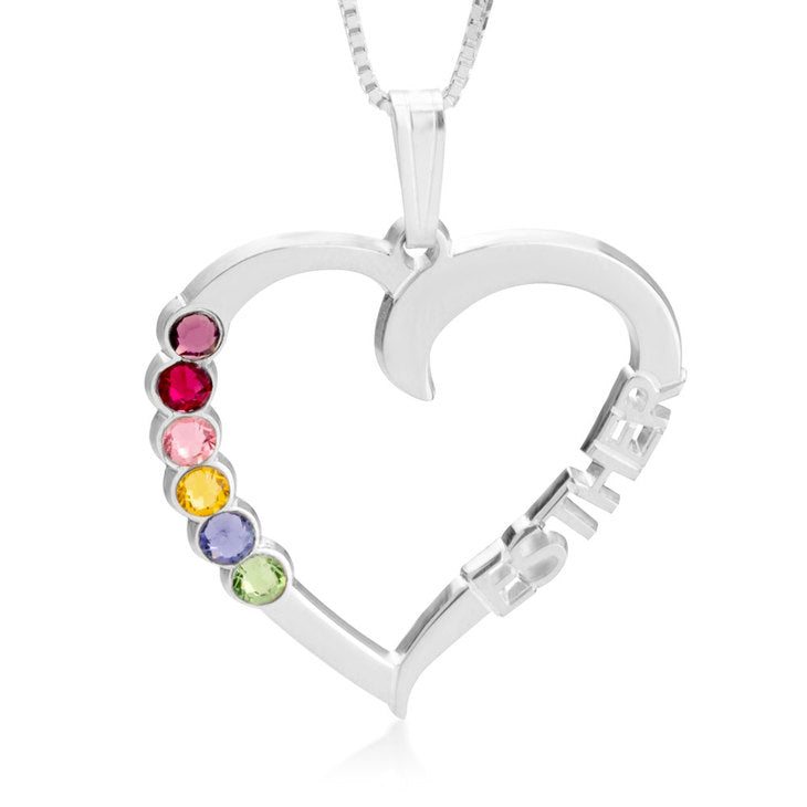 Heart Shaped Pendant With Birthstones