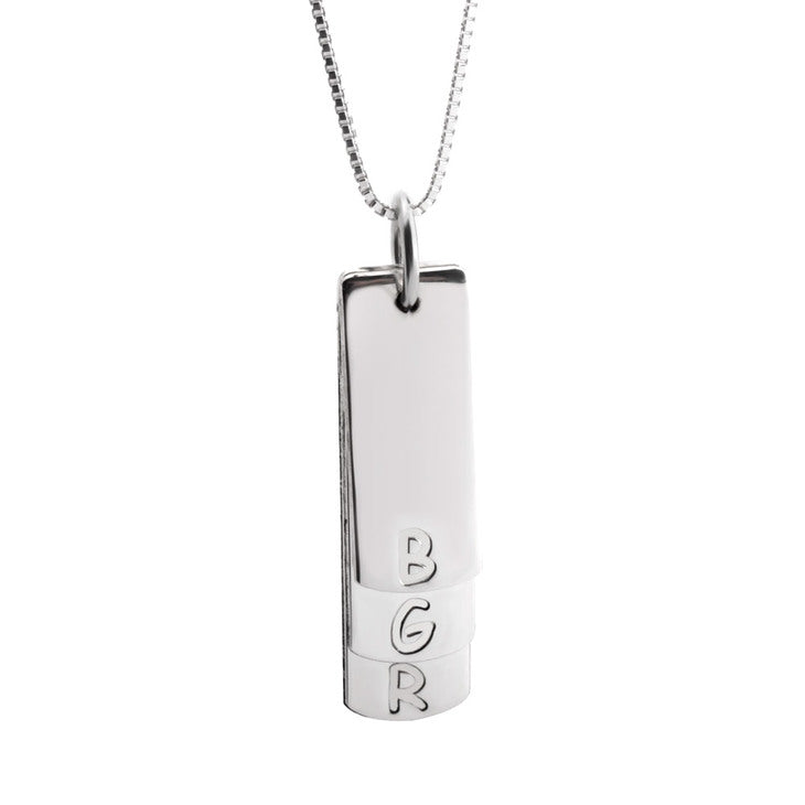Vertical Bar Necklace With Initials