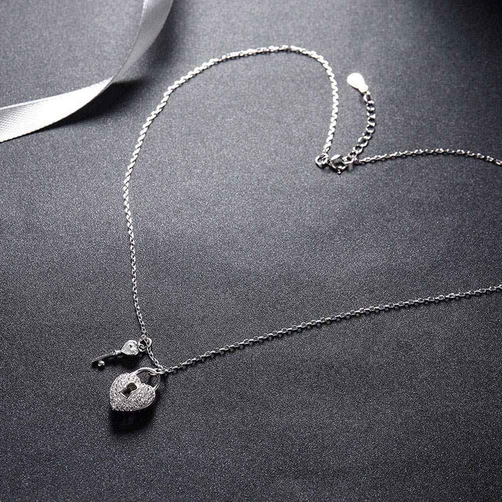 Heart Lock and Key Necklace