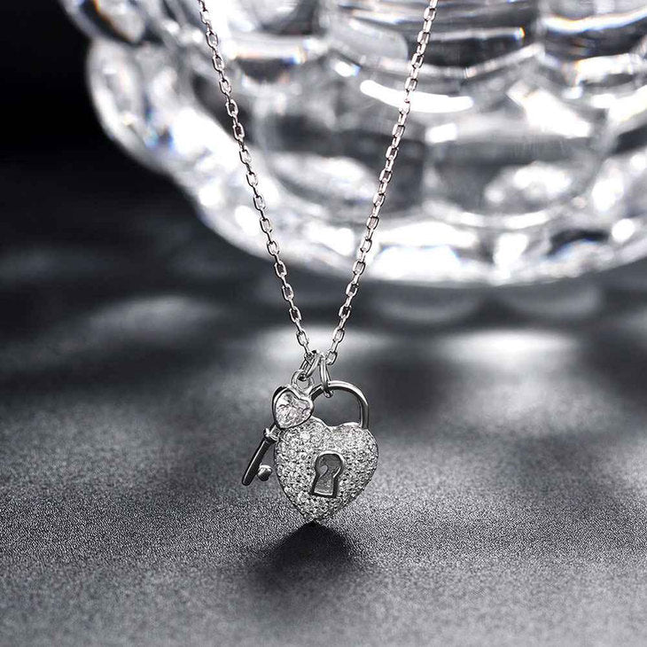 Heart Lock and Key Necklace