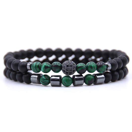 Mens Double Beaded Bracelet