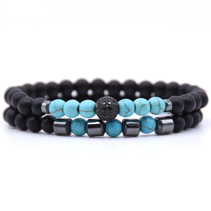 Mens Double Beaded Bracelet