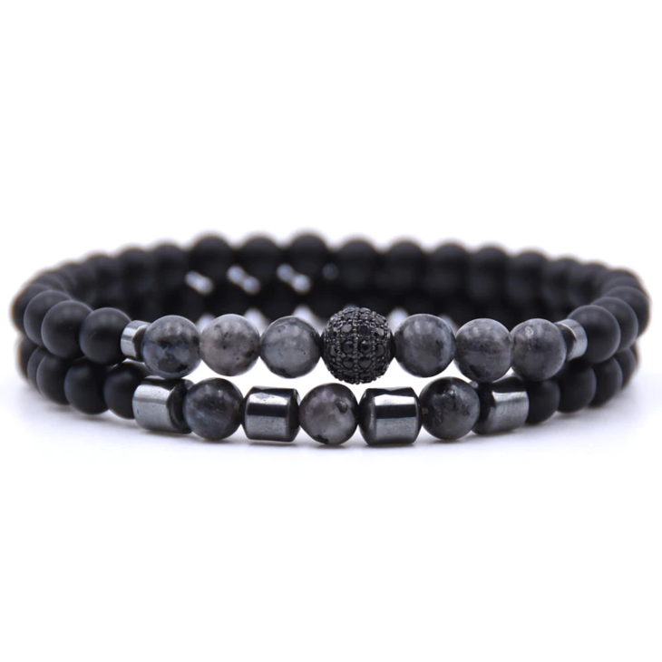 Mens Double Beaded Bracelet