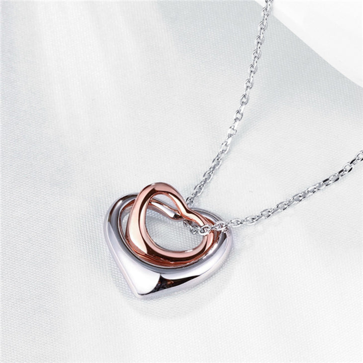 Two Tone Cut Out Heart Necklace