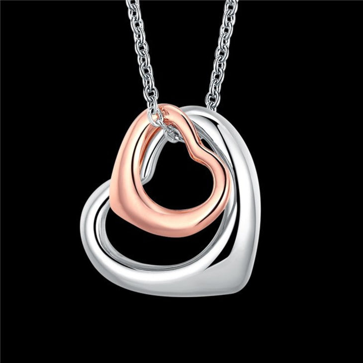 Two Tone Cut Out Heart Necklace