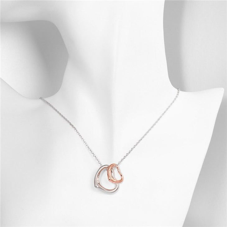 Two Tone Cut Out Heart Necklace