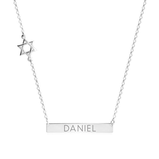 Bar Necklace with Star of David Charm