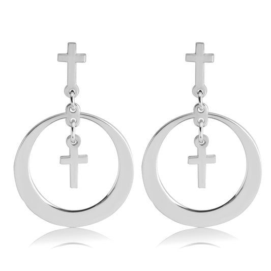 Double Cross Hoop Earrings