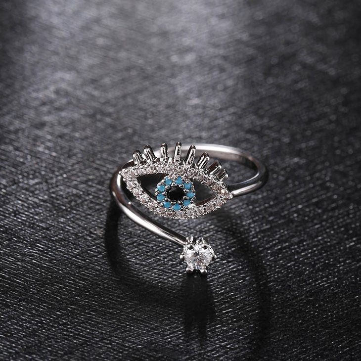 Two Layer Turquoise Evil Eye Ring