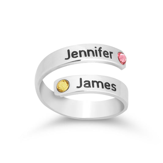 Couple Birthstone Name Ring